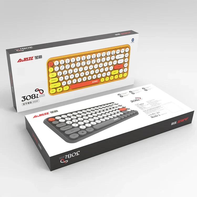 Ajazz 308I 84 Keys Tablet Mobile Phone Computer Household Office Bluetooth Keyboard, Yellow