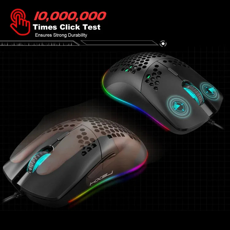HXSJ J900 6 Keys RGB Lighting Programmable Gaming Wired Mouse (White), J900(Black), J900(White)