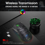 HXSJ T66 7 Keys Colorful Lighting Programmable Gaming Wireless Mouse, T66(White)