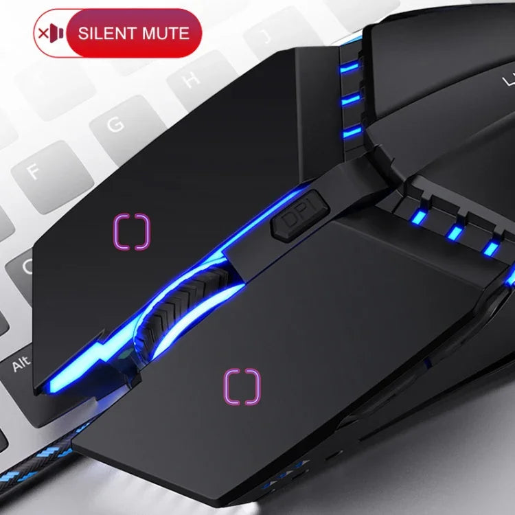 YINDIAO 6 Keys Gaming Office USB Mute Mechanical Wired Mouse, Mute Mouse(Black)