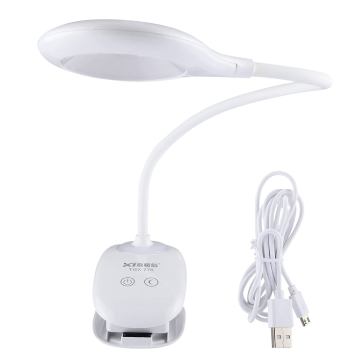 28 LEDs Flexible Goose Neck Hollow Ring Design Eye Protection Light with Clip & Small Night Light Function, TGX-770