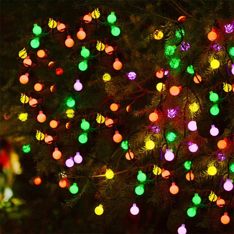 Ball Shape 30 LEDs Outdoor Waterproof Christmas Festival Decoration Solar Lamp String