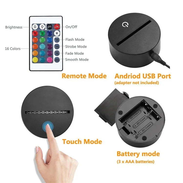 Five-string Guitar Shape 3D Colorful LED Vision Light Table Lamp, USB Touch Version, USB Touch Version