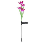 Simulated Lily Flower 4 Heads Solar Powered Outdoor IP55 Waterproof LED Decorative Lawn Lamp, White Light, White Light