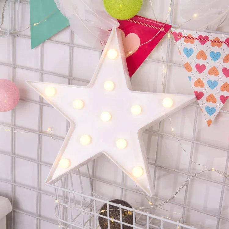 2 x AA Batteries Powered Party Festival Table Wedding Lamp Night Light, Pentagram(Blue), Pentagram(White), Pentagram(Yellow)