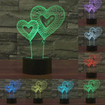 7 Color Discoloration Creative Visual Stereo Lamp Desk Lamp Night Light, Double Heart Balloon Style