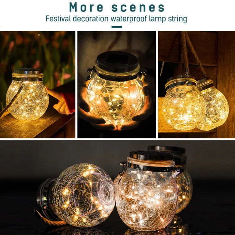 Solar Energy Glass Bottle Pendent Lamp IP55 Waterproof Outdoor Garden Decoration Light, Warm White Light