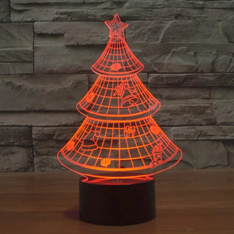 7 Color Discoloration Creative Visual Stereo Lamp Desk Lamp Night Light, Christmas Tree Style