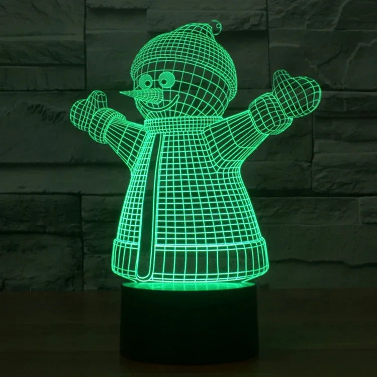 7 Color Discoloration Creative Visual Stereo Lamp Desk Lamp Night Light, 2923 Snowman Style