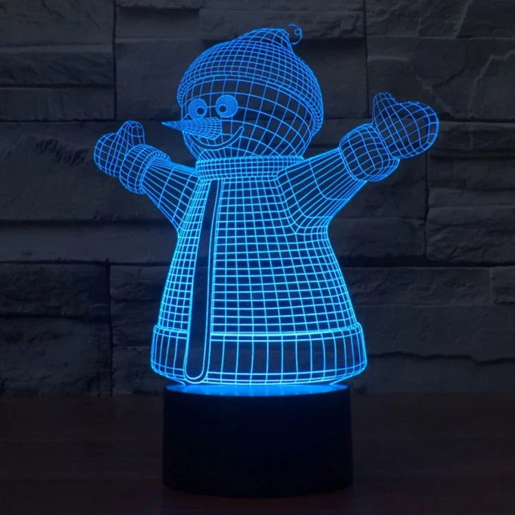 7 Color Discoloration Creative Visual Stereo Lamp Desk Lamp Night Light, 2923 Snowman Style
