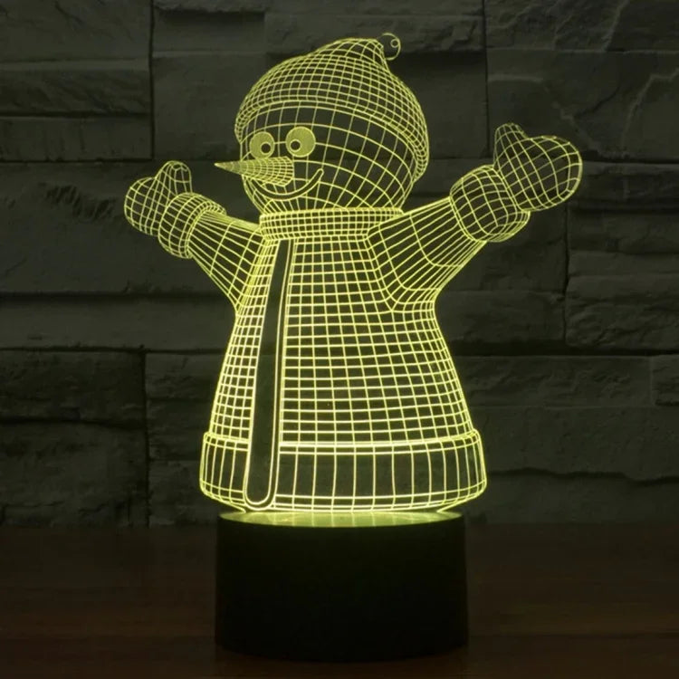 7 Color Discoloration Creative Visual Stereo Lamp Desk Lamp Night Light, 2923 Snowman Style