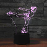 Ice Skating Black Base Creative 3D LED Decorative Night Light, Powered by USB and Battery, Powered by USB and Battery