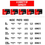 MICRODATA 128GB U3 Red and Black TF(Micro SD) Memory Card, 128GB