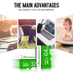 MICRODATA 8GB U1 Green and White TF(Micro SD) Memory Card, 8GB