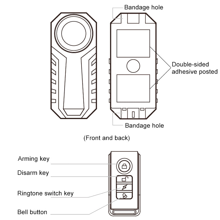 KS-SF22R IP55 Waterproof Wireless 113dB Vibration Burglar Sensor Alarm with Remote Control for Vehicle / Bicycle / Electric Bicycle, KS-SF22R