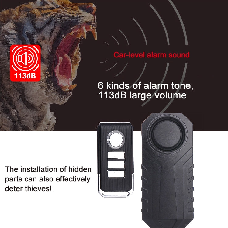 KS-SF22R IP55 Waterproof Wireless 113dB Vibration Burglar Sensor Alarm with Remote Control for Vehicle / Bicycle / Electric Bicycle, KS-SF22R