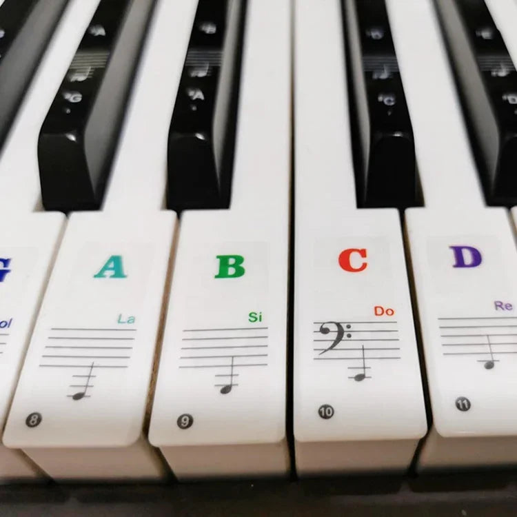 2 PCS 88 / 61 / 54 / 49 Keys Piano Electronic Organ Keyboard Hand Roll Piano Notation Musical Scale Transparent Sticker, 2 PCS Musical Scale Transparent Sticker