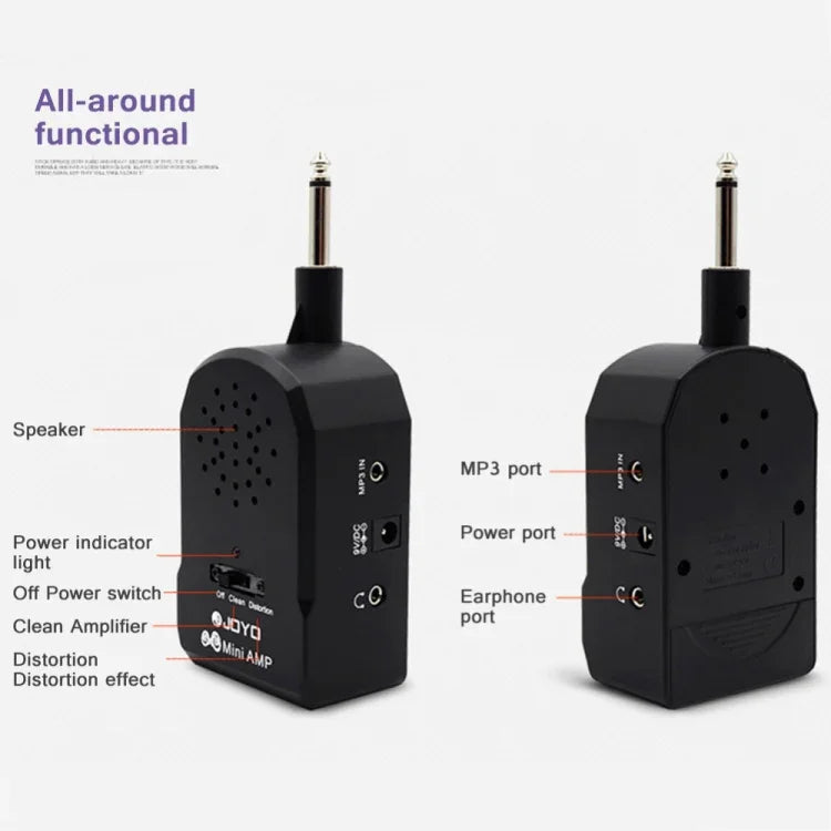 JOYO JA-01 2W Large Volume Guitar Amplifier Mini Portable Electric Guitar Bass Speakers with Distortion Timbre, Support MP3 / Earphone, JA-01