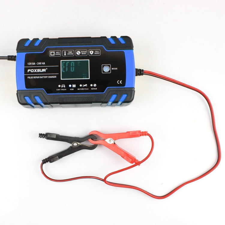 FOXSUR 12V-24V Car Motorcycle Truck Repair Battery Charger AGM Charger, UK Plug (Blue), UK Plug Blue