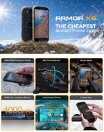 IP68/IP69K Waterproof Dustproof Shockproof, Face Identification, 4000mAh Battery, 5.0 inch Android 9.0 MTK6580A/W Quad Core up to 1.3GHz, Network: 3G, Armor X6 2GB+16GB