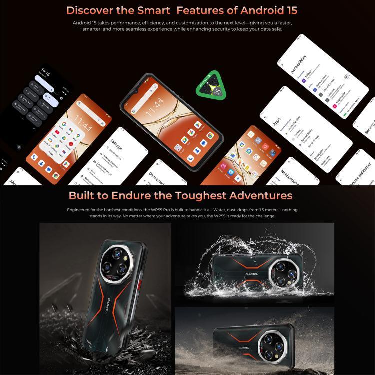 Oukitel WP55 Pro 5G Rugged Phone, 16GB+512GB, 108MP Camera, Fingerprint Identification, 6.6 inch Android 15 MediaTek Dimensity 7025 Octa Core, NFC, OTG, Network: 5G, WP55 Pro