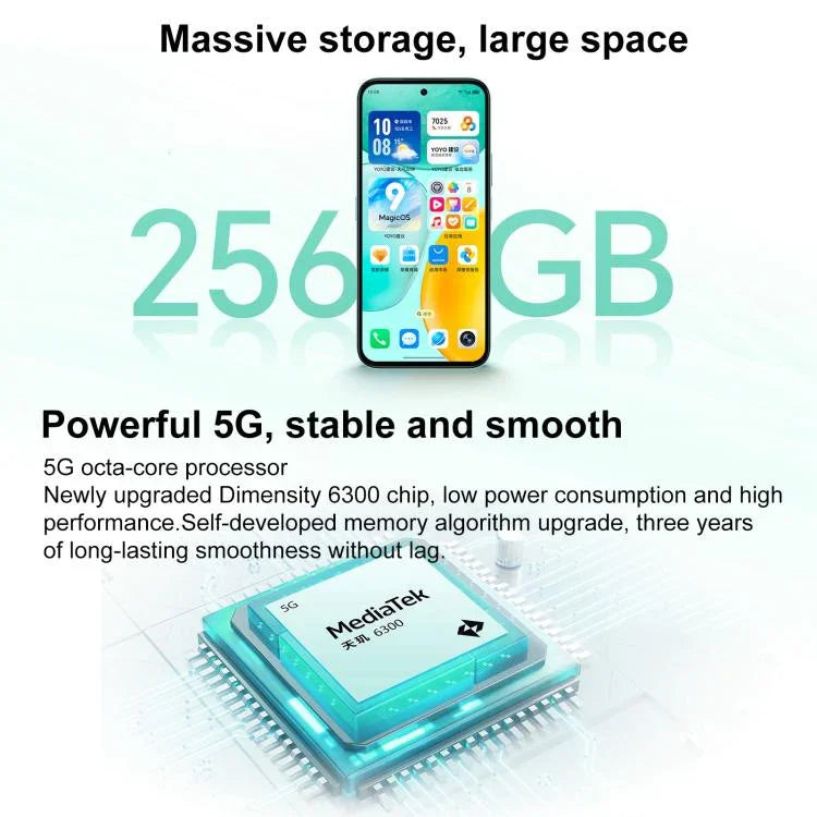 Honor Play 60, 6GB+128GB, Side Fingerprint, 6.61 inch MagicOS 9.0 Dimensity 6300 Octa Core, Network: 5G, OTG, Play 60, 6GB+128GB, 6GB+128GB