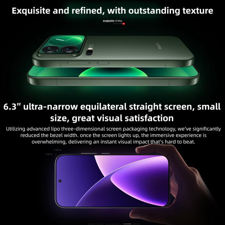 Xiaomi 17 Pro, 16GB+1TB, 3D Ultrasonic Fingerprint, 6.3 inch Xiaomi HyperOS 3 Snapdragon 8 Elite Gen 5 Octa Core, NFC, Network: 5G, 16GB+1TB