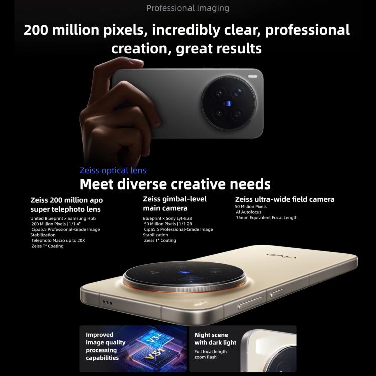 vivo X300 Pro, 16GB+1TB,  6.78 inch OriginOS 6 Android 16 Dimensity 9500 Octa Core, OTG, NFC, Network: 5G, 16GB+1TB