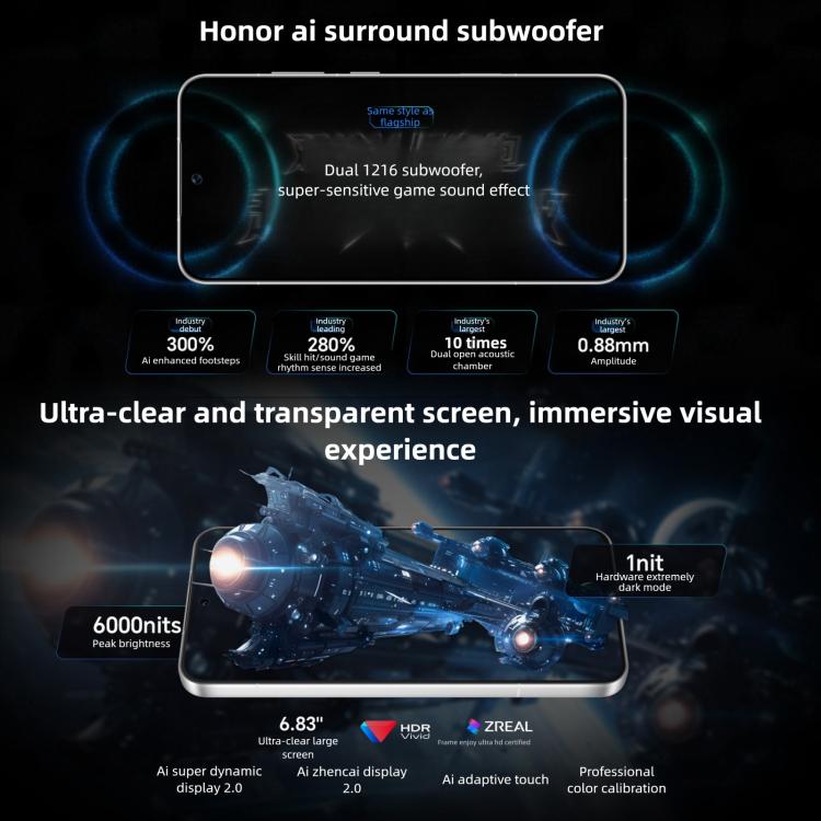 Honor WIN RT, 16GB+256GB, 3D Ultrasonic Fingerprint, 10000mAh Battery, 6.83 inch MagicOS 10.0 / Android 16 Snapdragon 8 Elite Octa Core, Network: 5G, NFC, OTG, 16GB+256GB