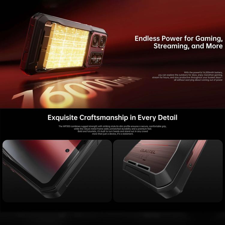 Oukitel WP300 Rugged Phone with Watch, 12GB+512GB, 6.8 inch Android 15 MediaTek Dimensity 7050 Octa Core, NFC, OTG, Network: 5G