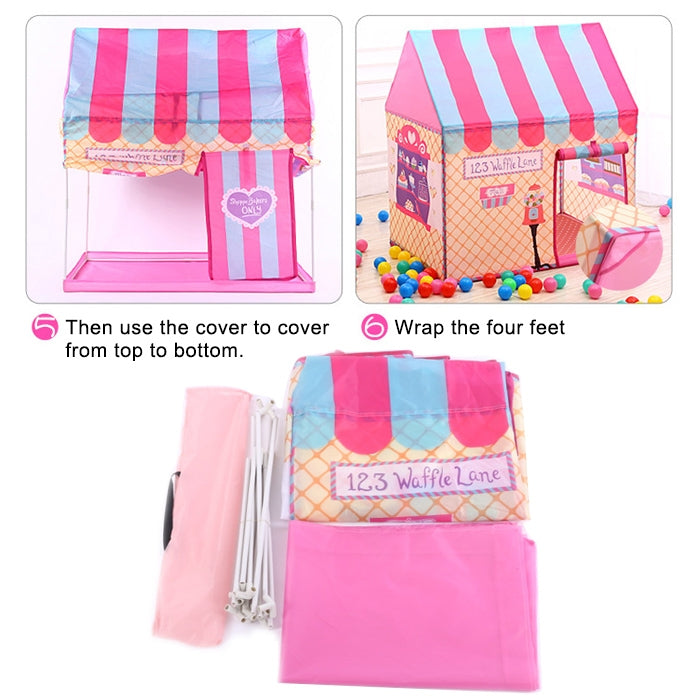 Household Children Printing Play Tent Small Game House with 50 Ocean Balls & Mat, with 50 Ocean Balls & Mat (Black White), with 50 Ocean Balls & Mat (Pink), with 50 Ocean Balls & Mat (Green), with 50 Ocean Balls & Mat (Light Pink)