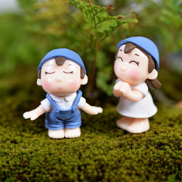 Lovers Smile Garden Dollhouse Decoration Moss Micro Landscape PVC Ornaments, Lovers Smile Blue