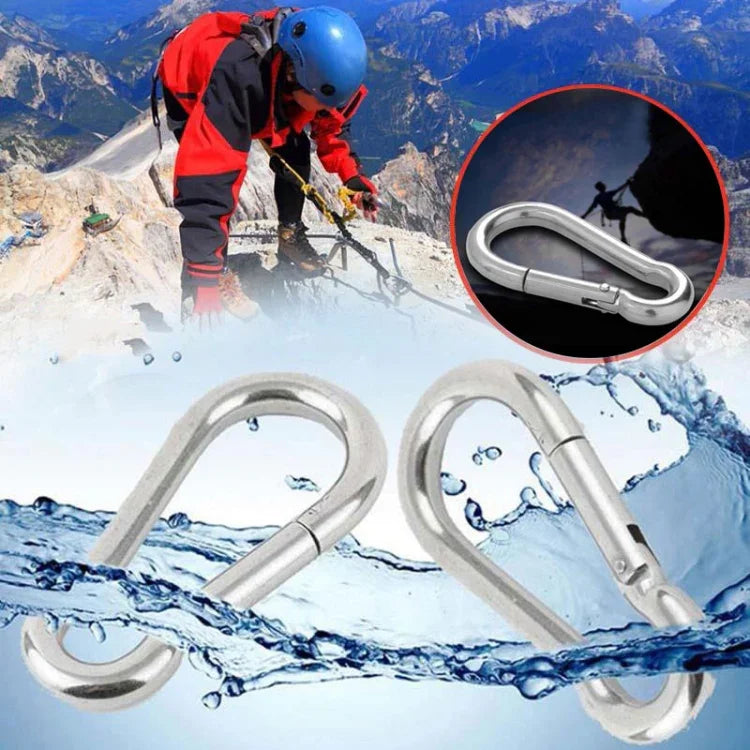 M12 Stainless Steel Carabiner Spring Hook Multi-tool Mountaineering Buckle Lock Camping Hook Rope, Inner Diameter: 11.73mm, M12