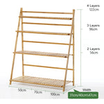Bamboo 3-Tier Hanging Plant Stand Planter Shelves Flower Pot Storage Rack Folding Display Shelving Plants Shelf, Width: 70cm, 3-Tier Width: 70cm(Green), 3-Tier Width: 70cm(White), 3-Tier Width: 70cm(Apricot)