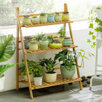 Bamboo 3-Tier Hanging Plant Stand Planter Shelves Flower Pot Storage Rack Folding Display Shelving Plants Shelf, Width: 70cm, 3-Tier Width: 70cm(Apricot), 3-Tier Width: 70cm(Green), 3-Tier Width: 70cm(White)