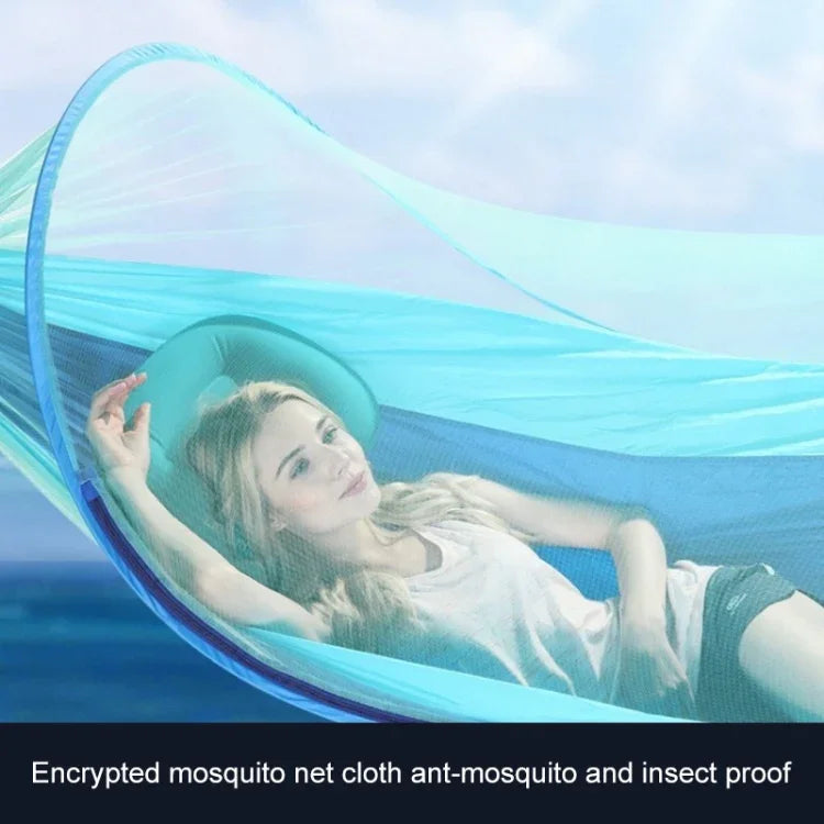 Portable Outdoor Camping Full-automatic Nylon Parachute Hammock with Mosquito Nets, Size : 250 x 120cm, 250x120cm Army Green