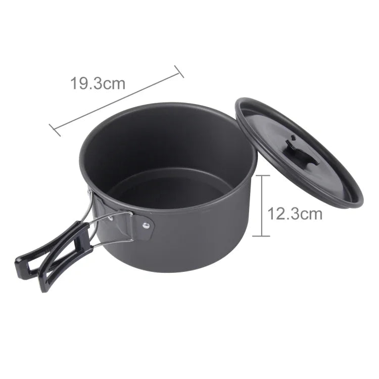 DS-500 Outdoor Camping Ultra Light Weight 15 Piece Cookware Stackable Set for 4-5 People, Size: Large, DS-500 Size: Large