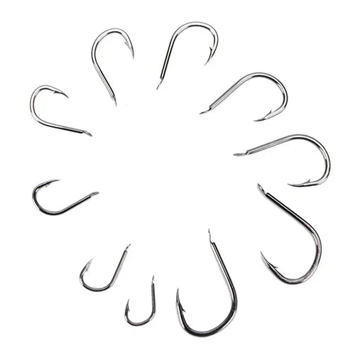 ISE 500 PCS Mixed Size Fish Barbed Hook Fishing Hooks, 6-15 #