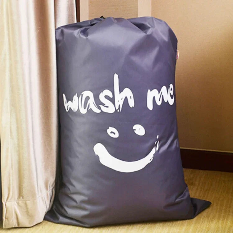 Home Quilt Clothes Travel Nylon Draw Cord Smile Face Pattern Arrange Storage Bag