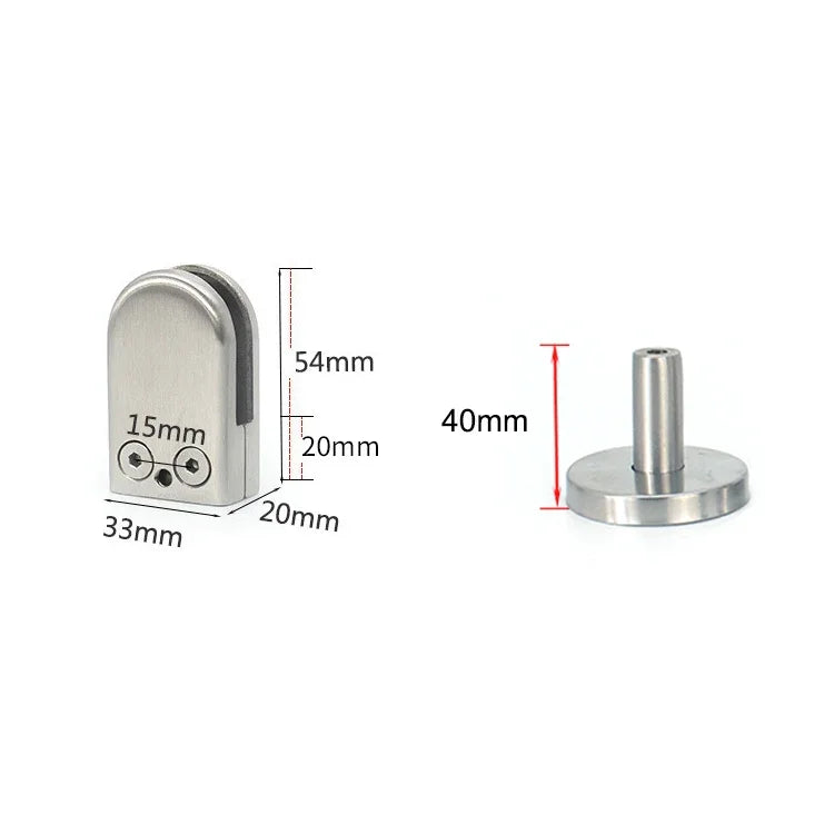 201 Stainless Steel Glass Fish Mouth Support Rod Fixing Clip with 14x40mm Rod, Specification: S, S, with 14x40mm Rod