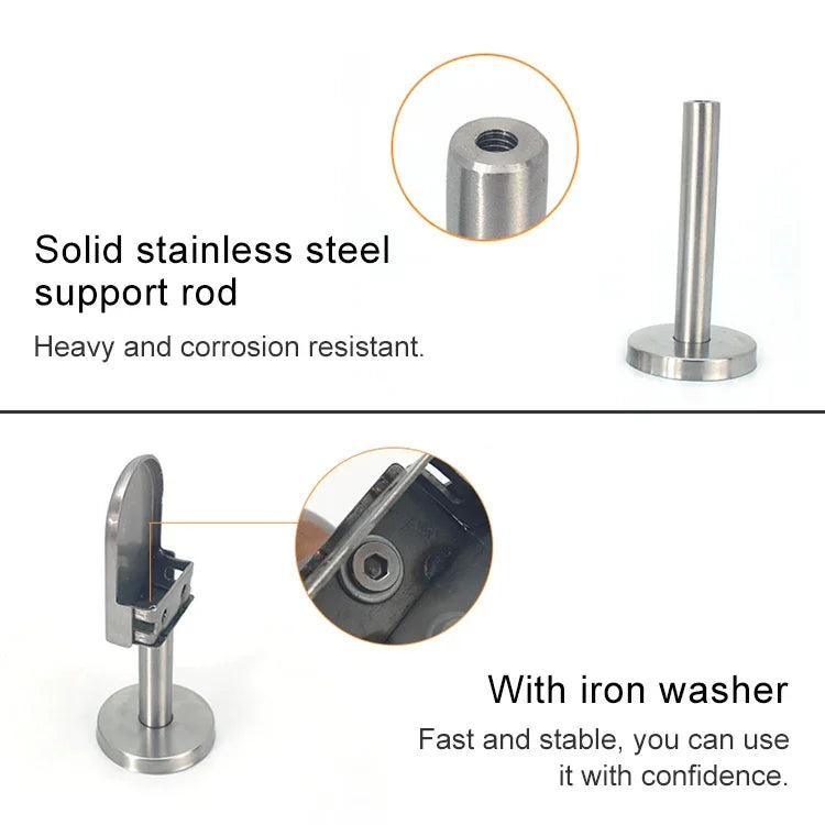 201 Stainless Steel Glass Fish Mouth Support Rod Fixing Clip with 14x100mm Rod, Specification: S, S, with 14x100mm Rod