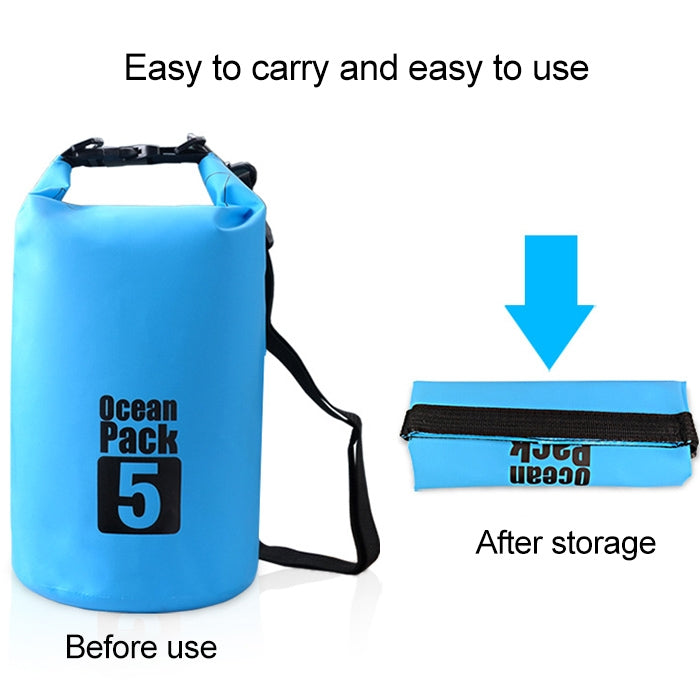 Outdoor Waterproof Single Shoulder Bag Dry Sack PVC Barrel Bag, Capacity: 5L, Capacity: 5L (Black), Capacity: 5L (Dark Blue), Capacity: 5L (Orange), Capacity: 5L (Pink), Capacity: 5L (Green), Capacity: 5L (Sky Blue), Capacity: 5L (Yellow)