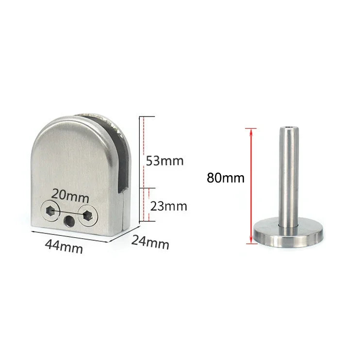 201 Stainless Steel Glass Fish Mouth Support Rod Fixing Clip with 14x80mm Rod, Specification: M, M, with 14x80mm Rod