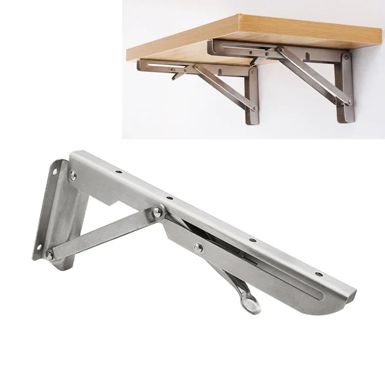 14 inch K Type Wall-mounted Foldable Stainless Steel Spring Storage Shelf for Dining Table, 14 inch