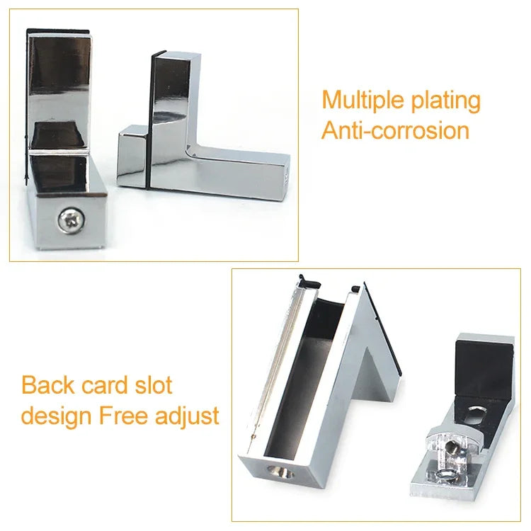 3-24mm F Type Glossy Polished  Zinc Alloy Fixed Clip Glass Wood Layer Board Bracket, 3-24mm Glossy