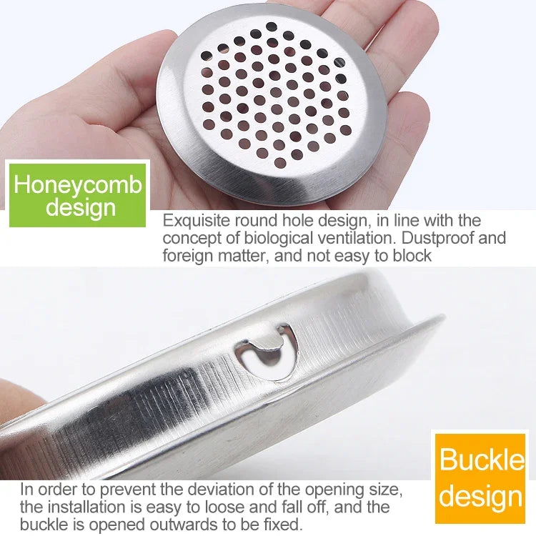 10pcs Flat Surface 29mm Cabinet Round Air Vent Stainless Steel Louvered Grille Cover Vents with Little Holes, 29mm Flat