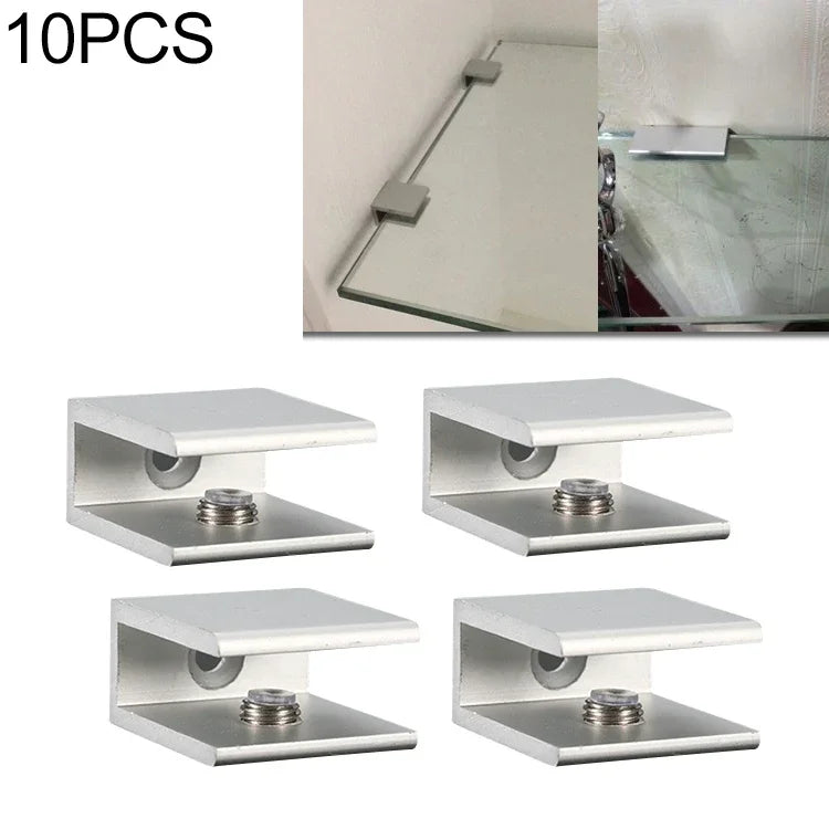 10 PCS Single Hole Aluminum Alloy Glass Fixing Clip, S, 10mm, S, 10mm