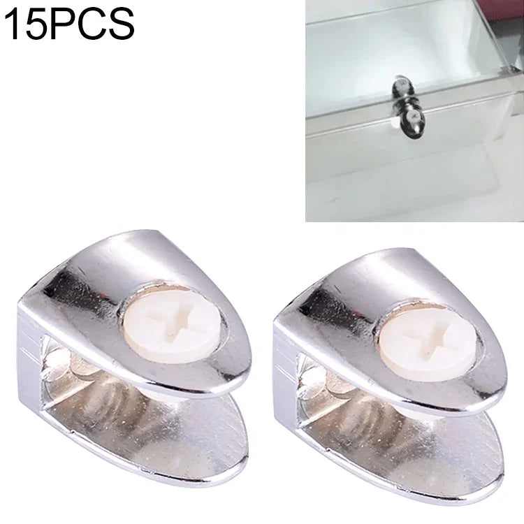 15 PCS Zinc Alloy Bright Fixed Bracket Connection Nail Glass Fixing Clamp, Nail