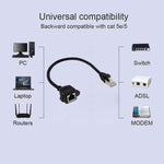 RJ45 Female to Male CATE5 Network Panel Mount Screw Lock Extension Cable , Length: 0.3m, 0.3m