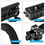 PULUZ U/C Shape Portable Handheld DV Bracket Stabilizer + LED Fill Light Kit with Cold Shoe Tripod Head for All SLR Cameras and Home DV Camera, C-Shaped Bracket + Fill Light